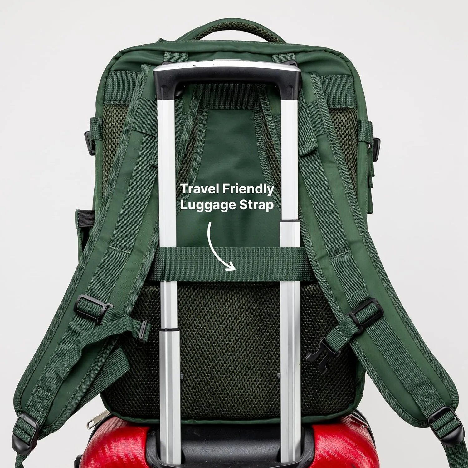 (Not Made In China) Travel Backpack For Men and Women, Airline Approved Carry On Bag w/Shoe Compartment, Fits 16 inch Laptop Computer, Personal Item Bag w/USB Charging Port (Columbus, Green, 1 Pack)