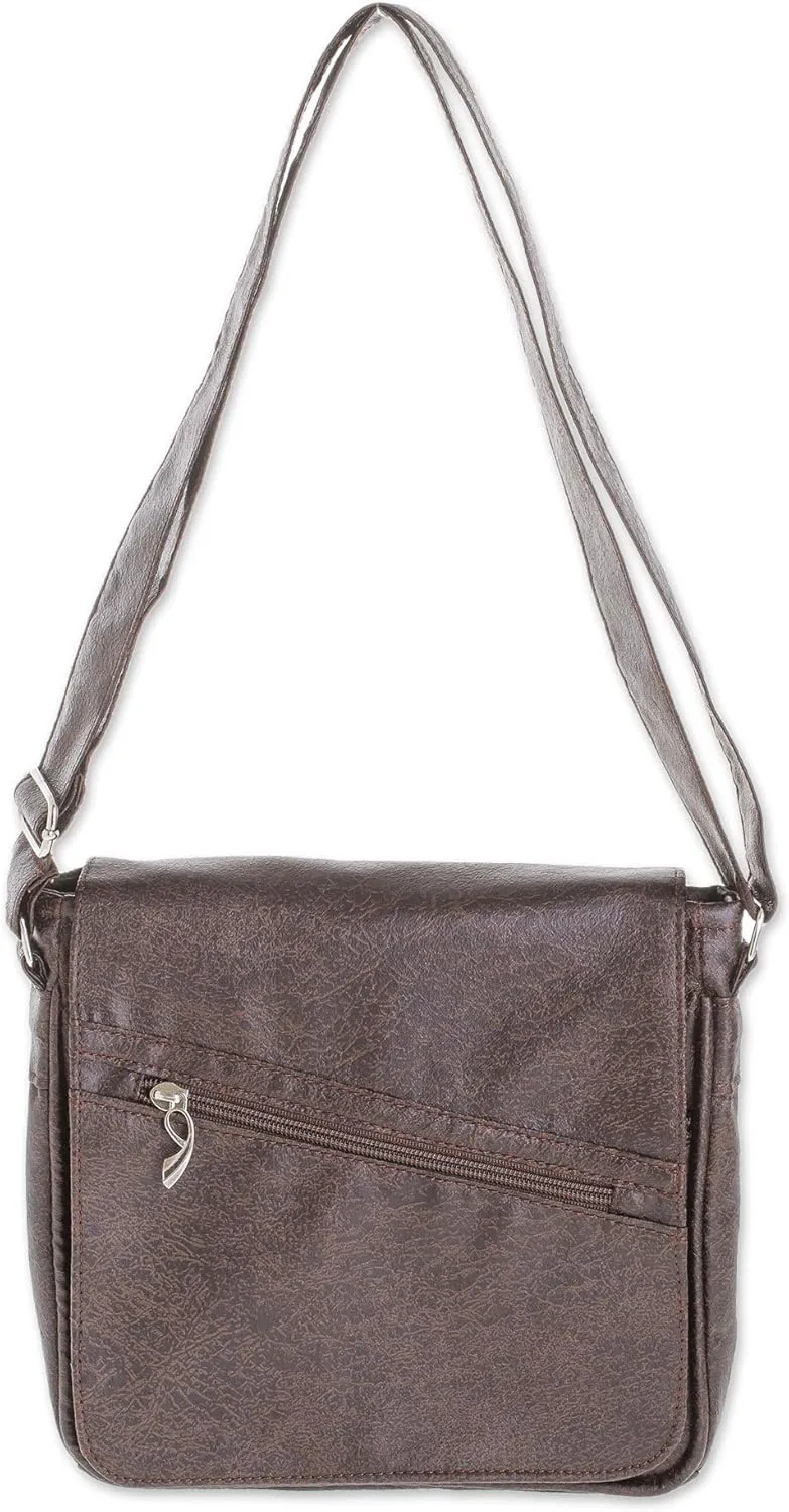 NOVICA Handmade Faux Leather Messenger Bag in Mahogany from Costa Rica Brown Solid 'Mahogany Voyage'
