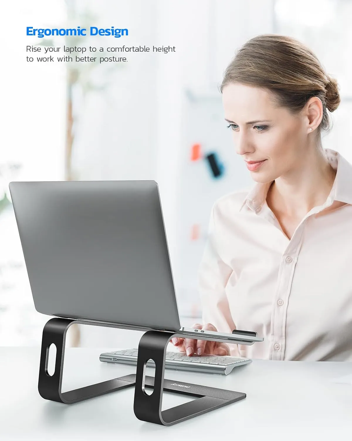 Nulaxy Laptop Stand, Ergonomic Aluminum Laptop Computer Stand, Detachable Laptop Riser Notebook Holder Stand Compatible with MacBook Air Pro, Dell XPS, HP, Lenovo More 10-15.6” Laptops