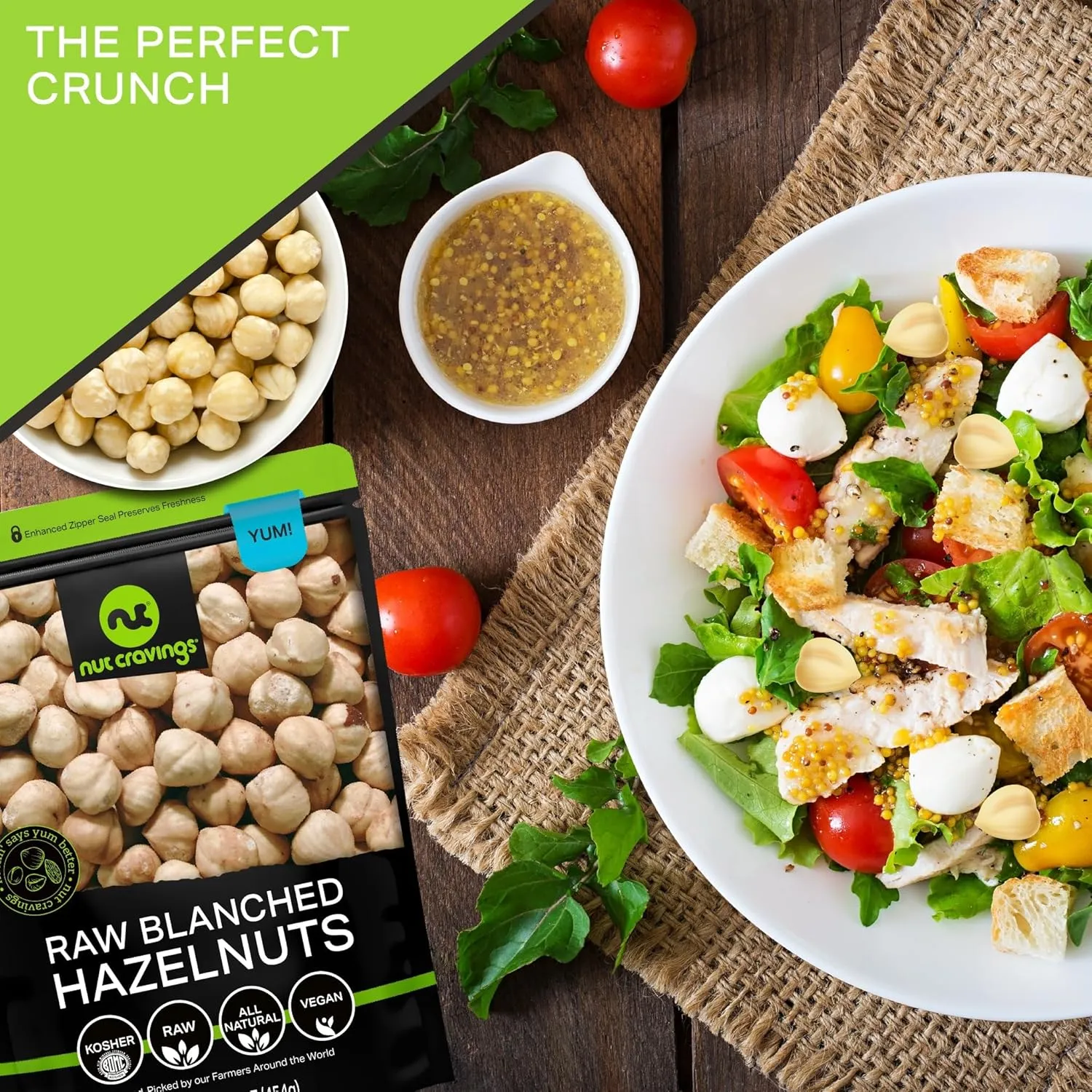 NUT CRAVINGS - Raw Blanched Hazelnuts Filberts - Unsalted, Shelled, (32oz - 2 LB) Bulk Nuts Packed Fresh in Resealable Bag - Kosher Healthy Snack, Natural Keto Vegan - Ideal for Trail Mixed Nuts