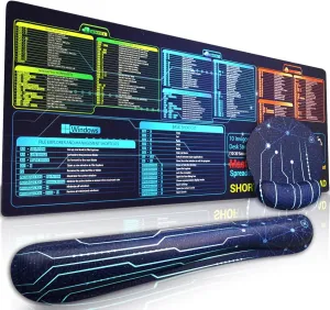 Office Excel Cheat Sheet Desk Pad Excel Word PPT Shortcuts Mousepad Set - 3in1 XL Mousepad   Keyboard&Mouse Wrist Rest Ergonomic Mouse Pad Keyboard Mat Wrist Rest, for Office and Home
