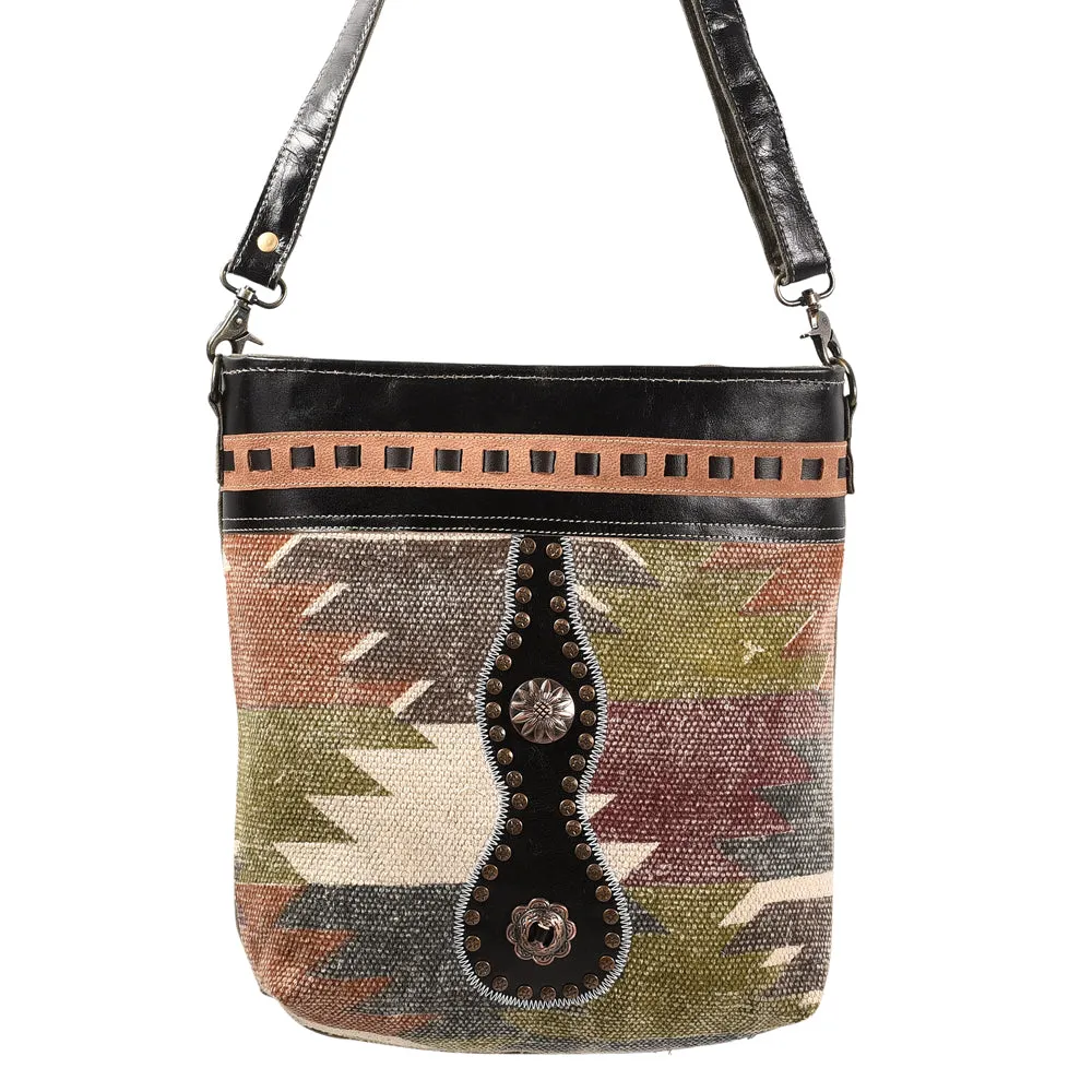 OHLAY MESSENGER Upcycled Wool Upcycled Canvas  Genuine Leather women bag western handbag purse