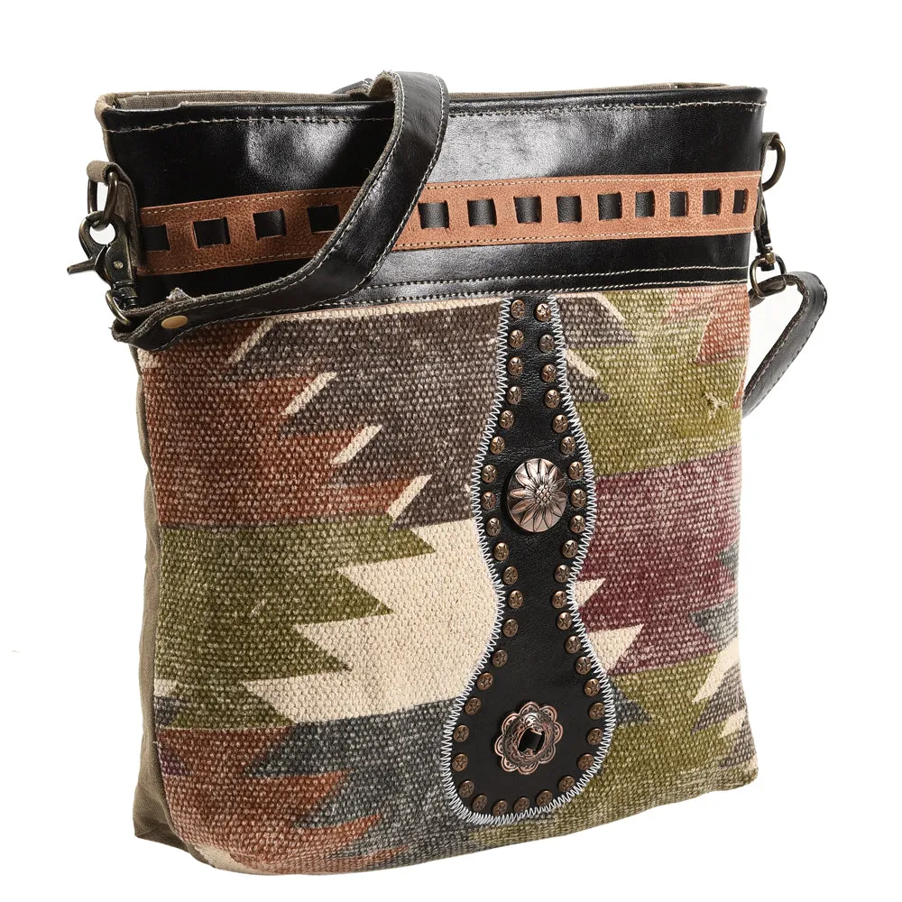 OHLAY MESSENGER Upcycled Wool Upcycled Canvas  Genuine Leather women bag western handbag purse