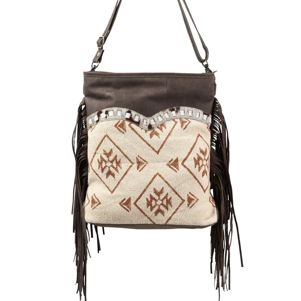 OHLAY MESSENGER Upcycled Wool Upcycled Canvas Hair-on Genuine Leather women bag western handbag purse