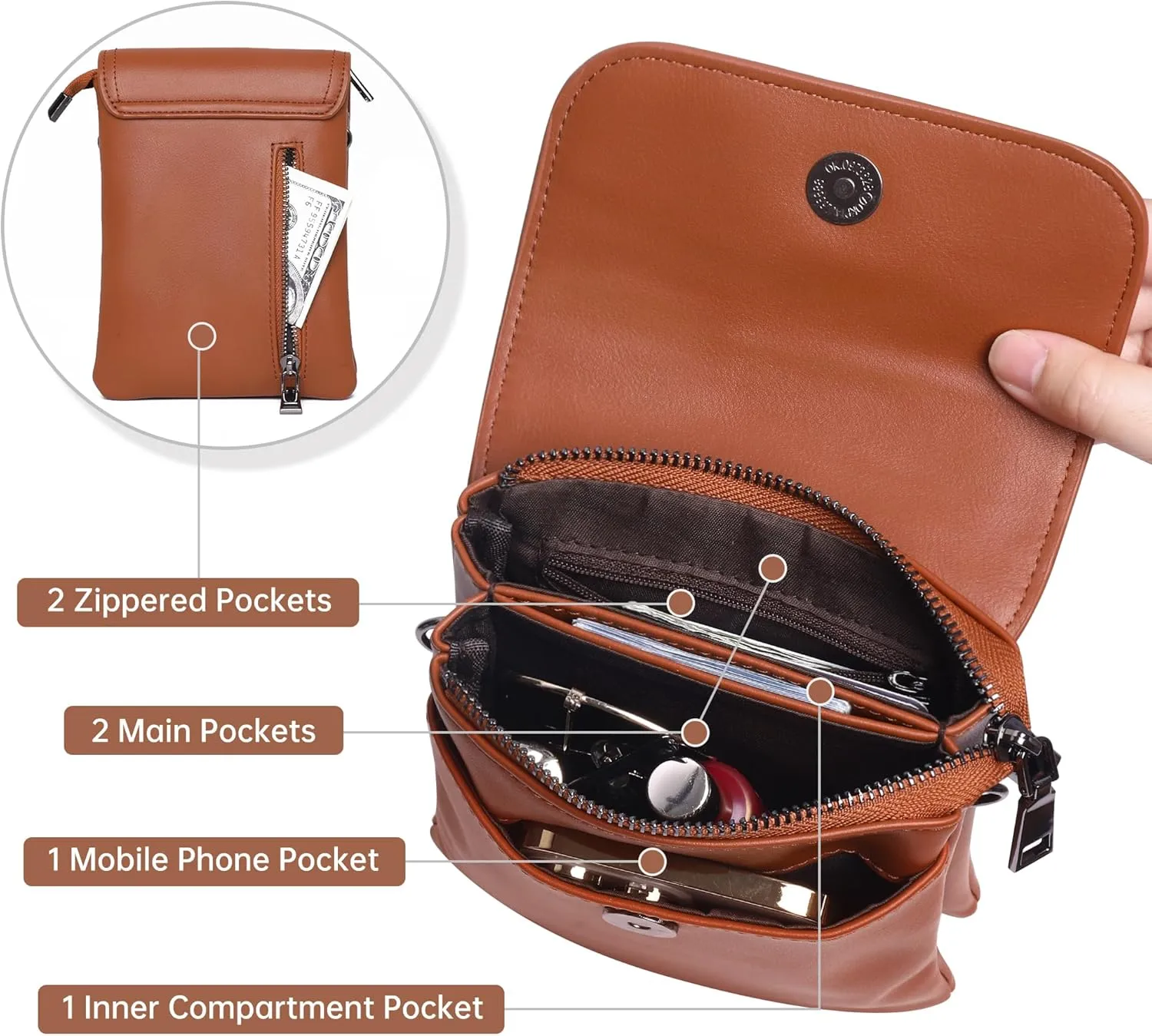 OIDERY Crossbody Bags for Women Small Cell Phone Wallet Purse with Adjustable Strap Women's Shoulder Handbag
