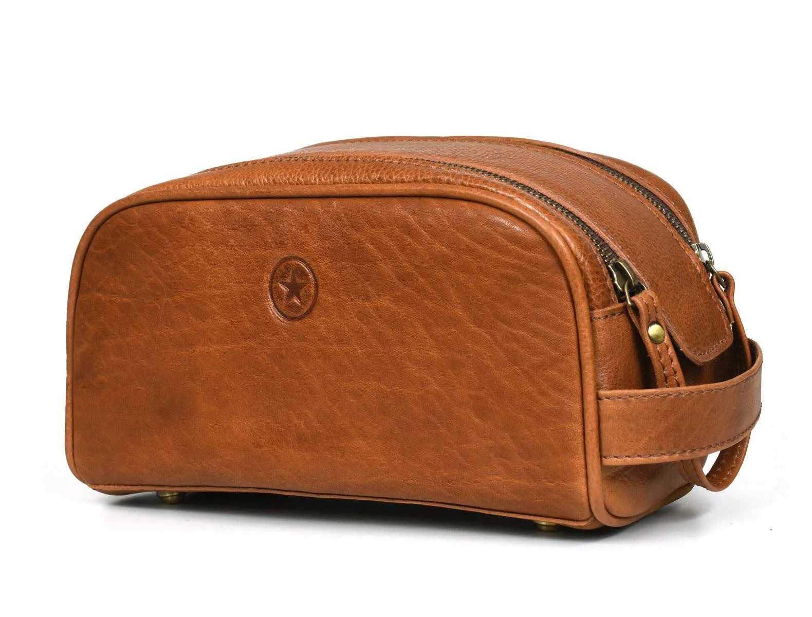 Omaha Leather Toiletry Bag - Tawny Brown