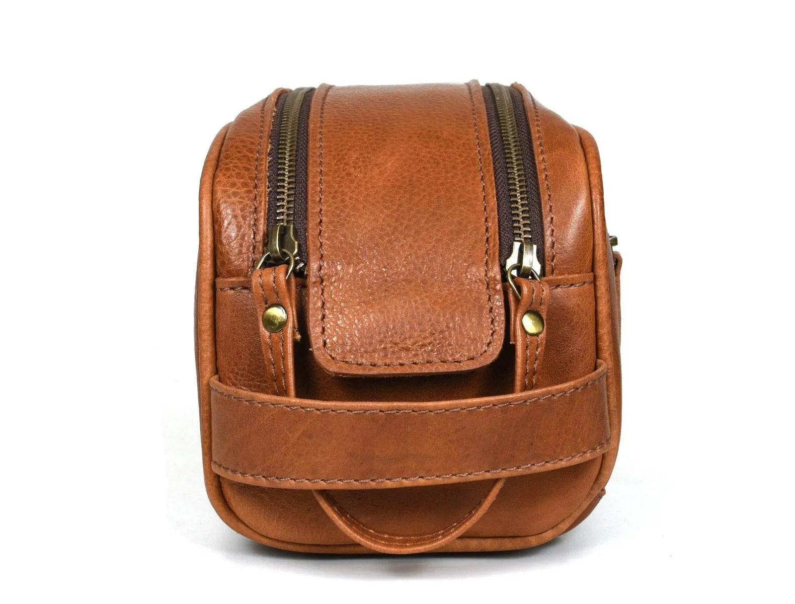 Omaha Leather Toiletry Bag - Tawny Brown