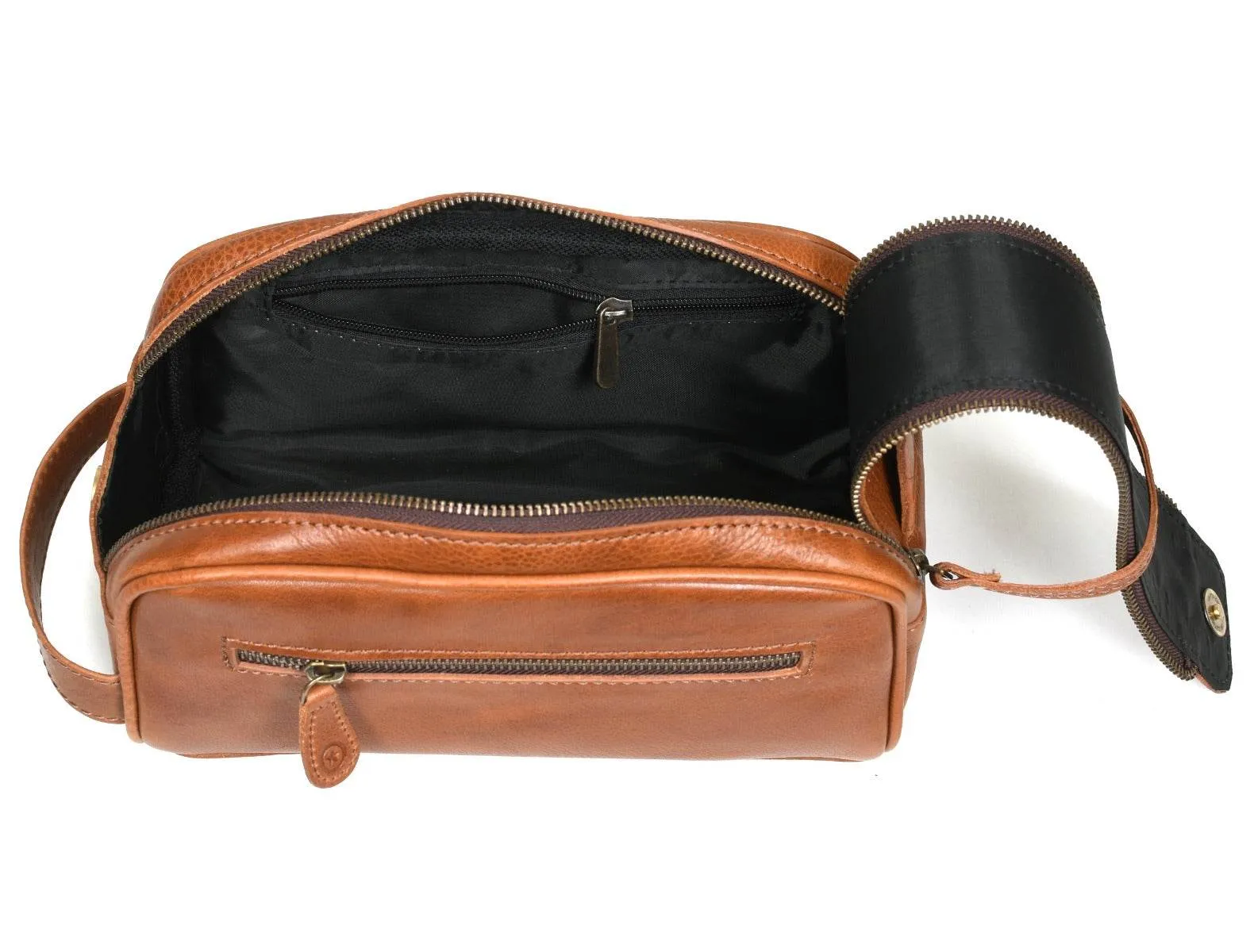 Omaha Leather Toiletry Bag - Tawny Brown