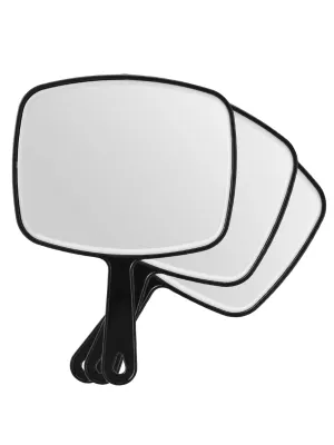 OMIRO Hand Mirror, Black Handheld Mirror with Handle, 6.6" W x 9.2" L, Pack of 3