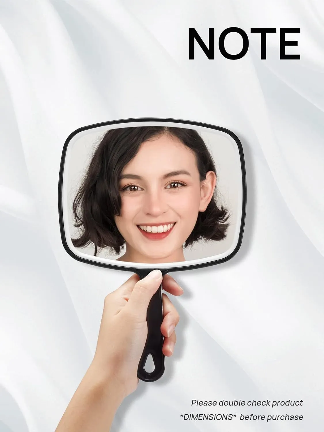 OMIRO Hand Mirror, Black Handheld Mirror with Handle, 6.6" W x 9.2" L, Pack of 3