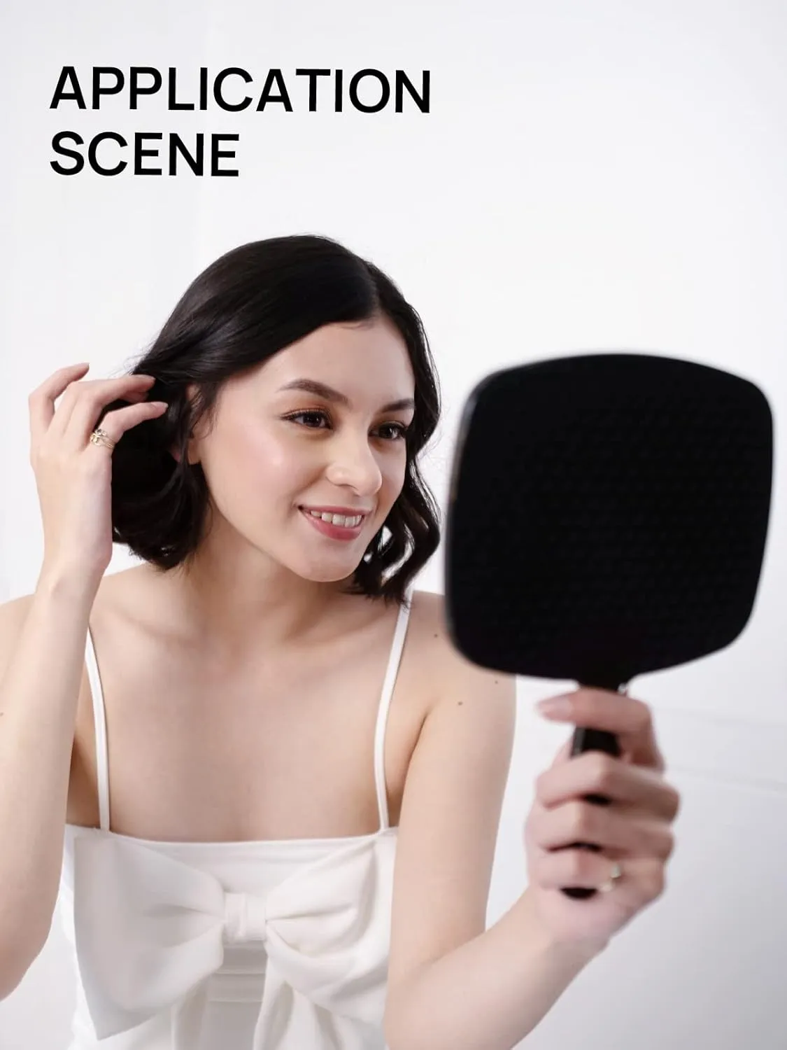OMIRO Hand Mirror, Black Handheld Mirror with Handle, 6.6" W x 9.2" L, Pack of 3