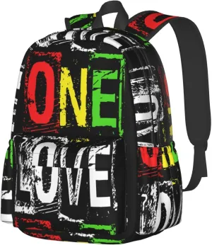 One Loves Jamaican Rasta Reggae Casual Backpacks Large Travel Backpack Laptop Rucksack Sports Daypack Adjustable Strap Bag for Camping Hiking