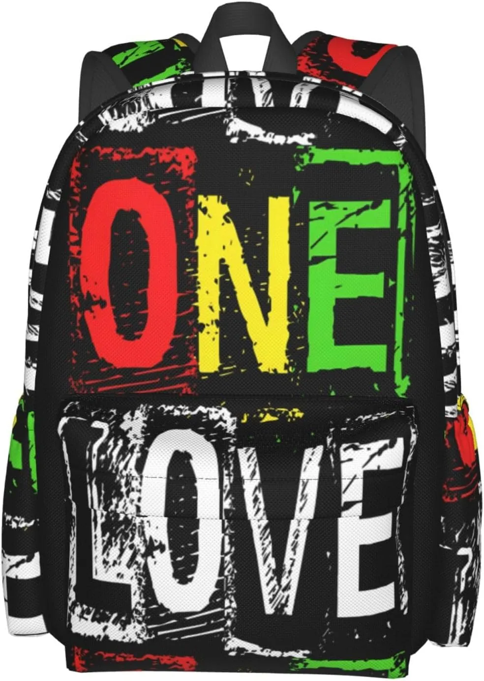 One Loves Jamaican Rasta Reggae Casual Backpacks Large Travel Backpack Laptop Rucksack Sports Daypack Adjustable Strap Bag for Camping Hiking