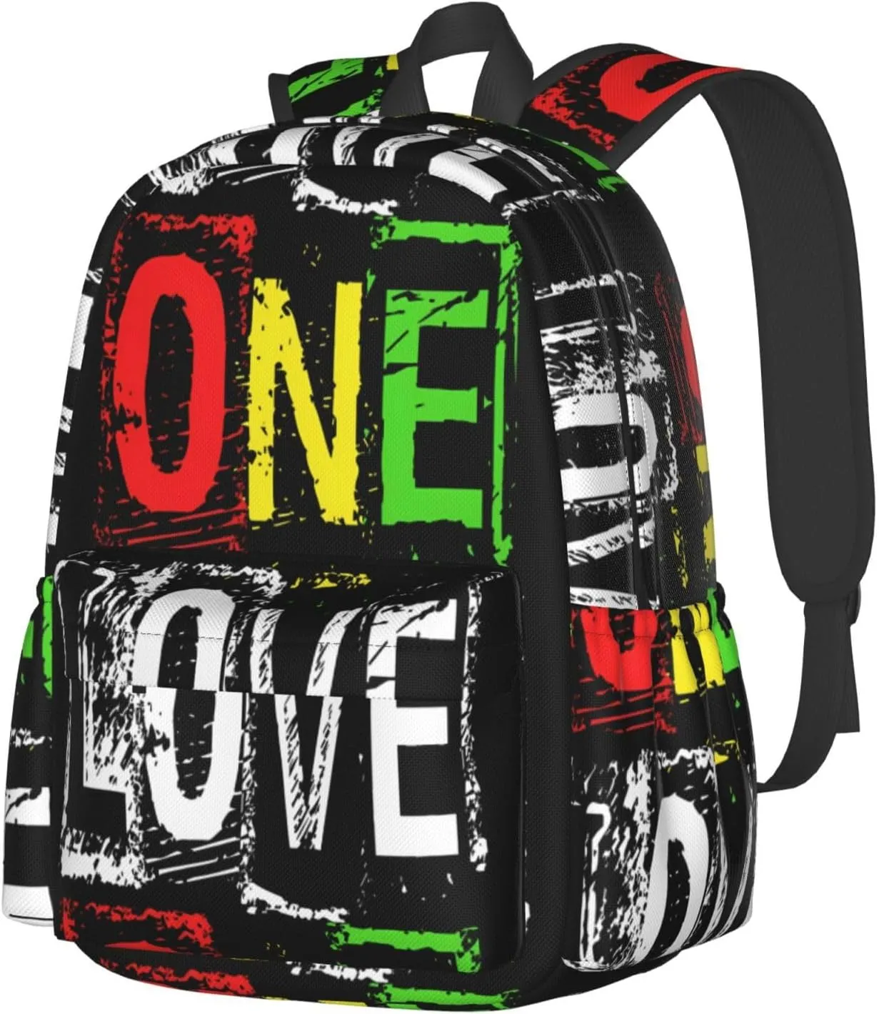 One Loves Jamaican Rasta Reggae Casual Backpacks Large Travel Backpack Laptop Rucksack Sports Daypack Adjustable Strap Bag for Camping Hiking