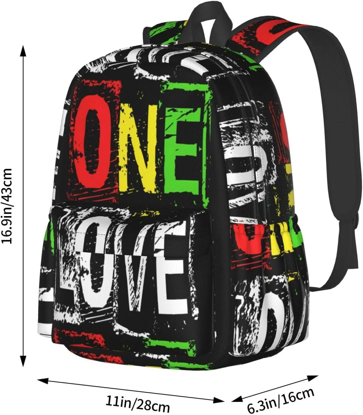 One Loves Jamaican Rasta Reggae Casual Backpacks Large Travel Backpack Laptop Rucksack Sports Daypack Adjustable Strap Bag for Camping Hiking