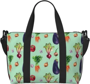 Onion Garlic Eggplant Travel Duffle Bag For Women Men Weekender Overnight Bag Gym Bag For Women, Carry On Airport Bag, Travel Tote Bag With Strap For Gym Travel Business Trips