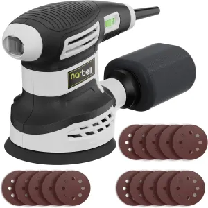 Orbital Sander 3.0AMP(360W),14000RPM Random Orbit Sander Tool with 6 Variable Speeds, 5" Electric Palm Sander Kit with Dust Bag,15pcs Sandpapers for Woodworking & Sanding, Light Gray