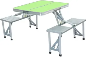 Outdoor Camping Folding Table and air One Table Four airs Aluminum Alloy Connected Simple Portable Folding Picnic Table,Green