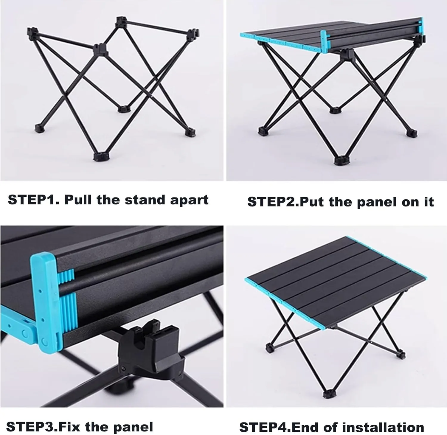 Outdoor Folding Table Aluminum Alloy Folding Table, Lightweight Portable Folding Table with Pocket, Organizer and Light Stand for Picnic Camping(Red,55.2x40.8x46cm)