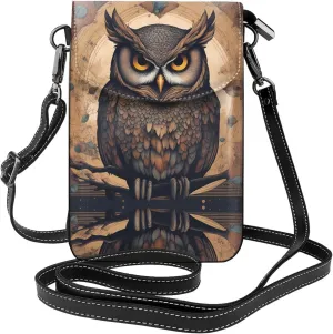 Owl Beliefs Pattern Leather Crossbody Flap Phone Bag - Versatile Gift for Women Walking, Camping, Shopping, and Travel
