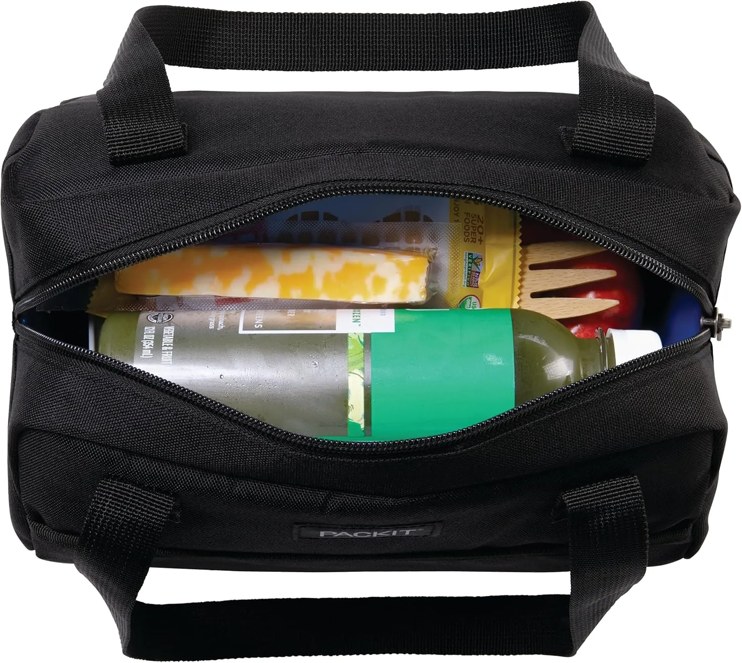 PackIt® Freezable Hampton Lunch Bag, Black, Built with EcoFreeze® Technology, Collapsible, Reusable, Zip Closure with Front Pocket and Shoulder Straps, Designed for Fresh Office Lunches