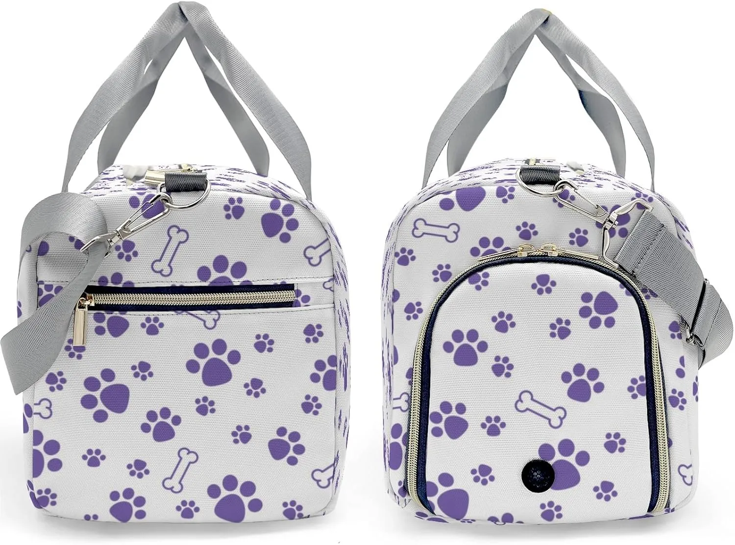 Paws Bones Purple Personalized Duffel Bag with Name Custom Overnight Bag Multi-Function Travel Bag Sports Gym Bag for Travel Weekend Duffel Bag
