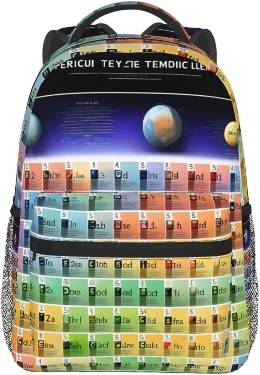 Periodic table of elements print Lightweight Bookbag Casual Laptop Backpack for Men Women College backpack