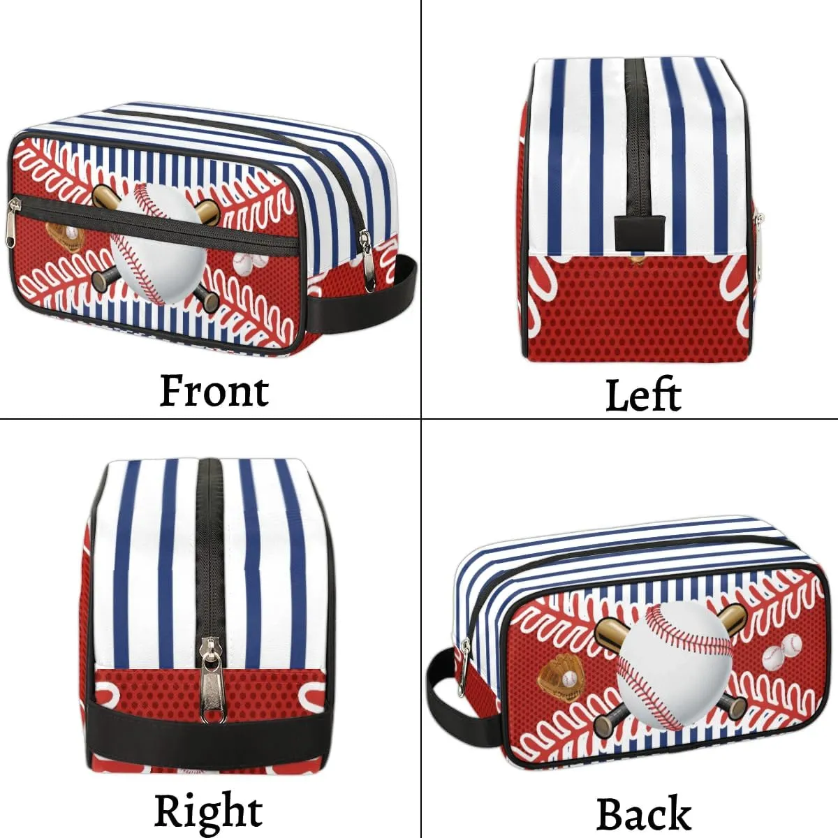 Personalized Baseball Toiletry Bag for Boys Men, Travel Toiletry Bag for Woman Cosmetic Makeup Bag, Blue Stripes Waterproof Shaving Bag for Toiletries Accessories Travel Essentials