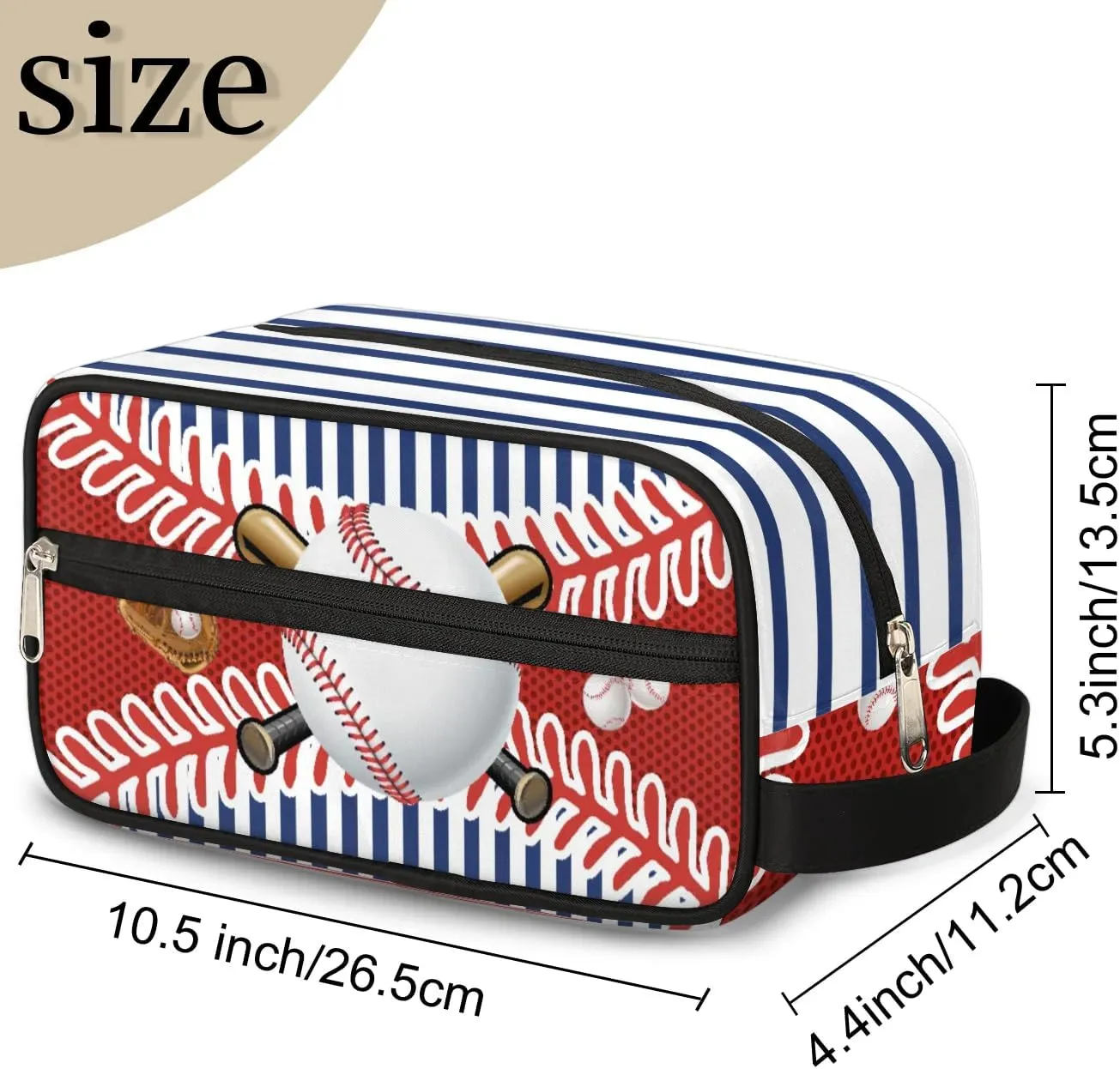 Personalized Baseball Toiletry Bag for Boys Men, Travel Toiletry Bag for Woman Cosmetic Makeup Bag, Blue Stripes Waterproof Shaving Bag for Toiletries Accessories Travel Essentials