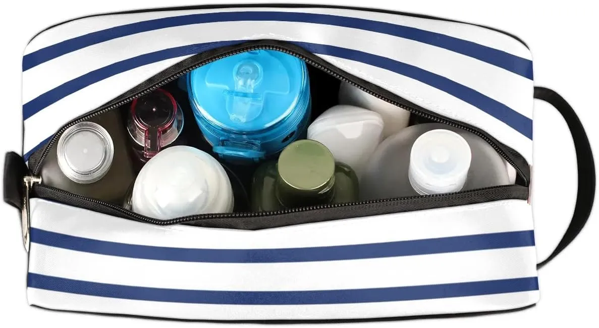 Personalized Baseball Toiletry Bag for Boys Men, Travel Toiletry Bag for Woman Cosmetic Makeup Bag, Blue Stripes Waterproof Shaving Bag for Toiletries Accessories Travel Essentials