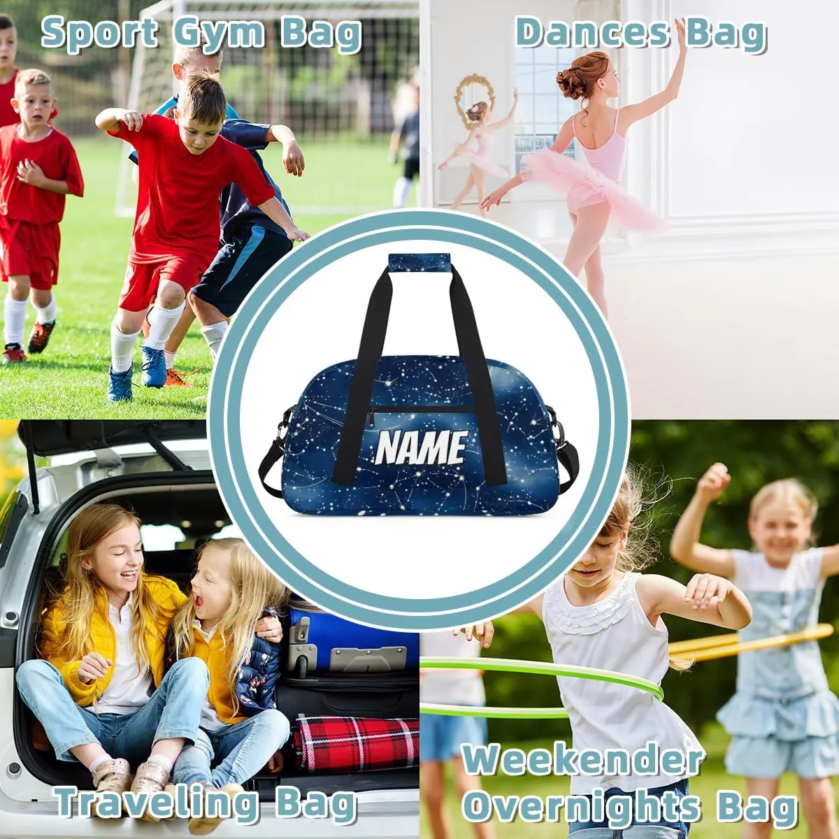 Personalized Custom Gym Bag for Women Men Carry on Starry Night Travel Duffel Tote Fantasy Galaxy Overnight Workout Weekender Bag
