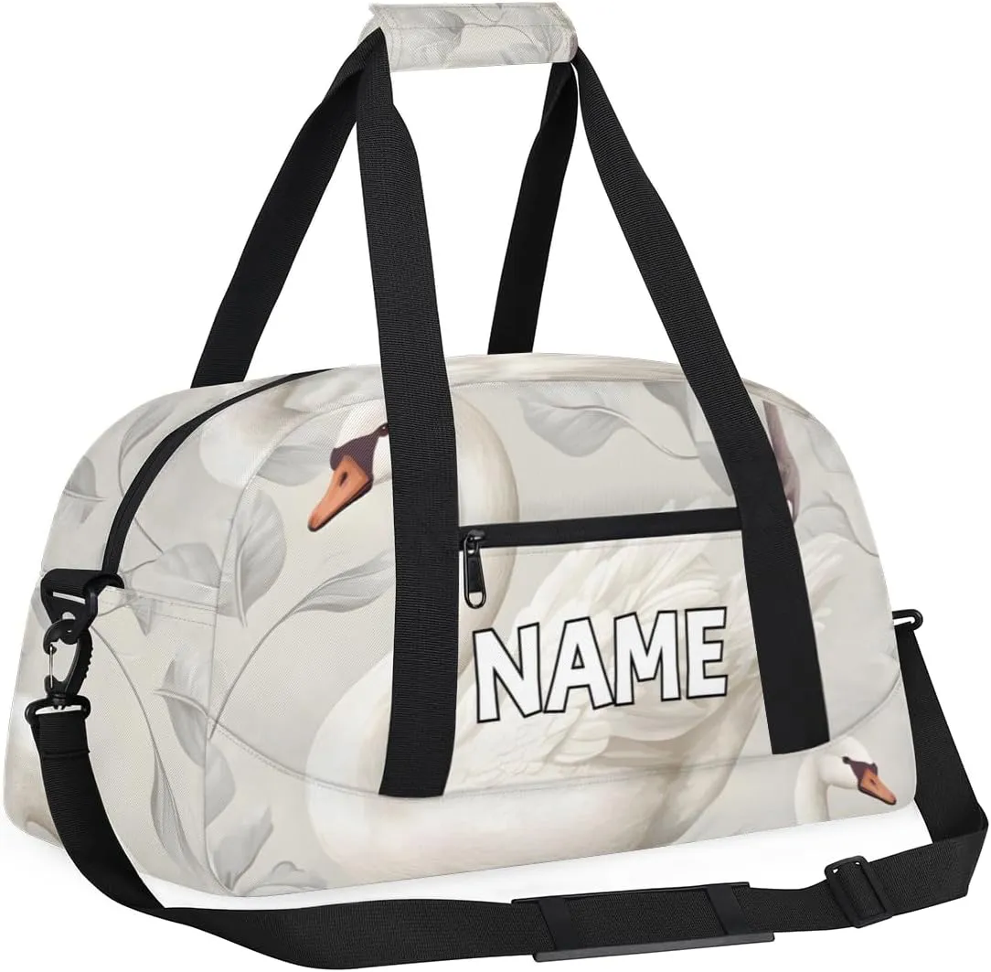 Personalized Custom Gym Bag for Women Men Carry on White Goose Travel Duffel Tote Farm Animal Overnight Workout Weekender Bag