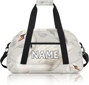 Personalized Custom Gym Bag for Women Men Carry on White Goose Travel Duffel Tote Farm Animal Overnight Workout Weekender Bag