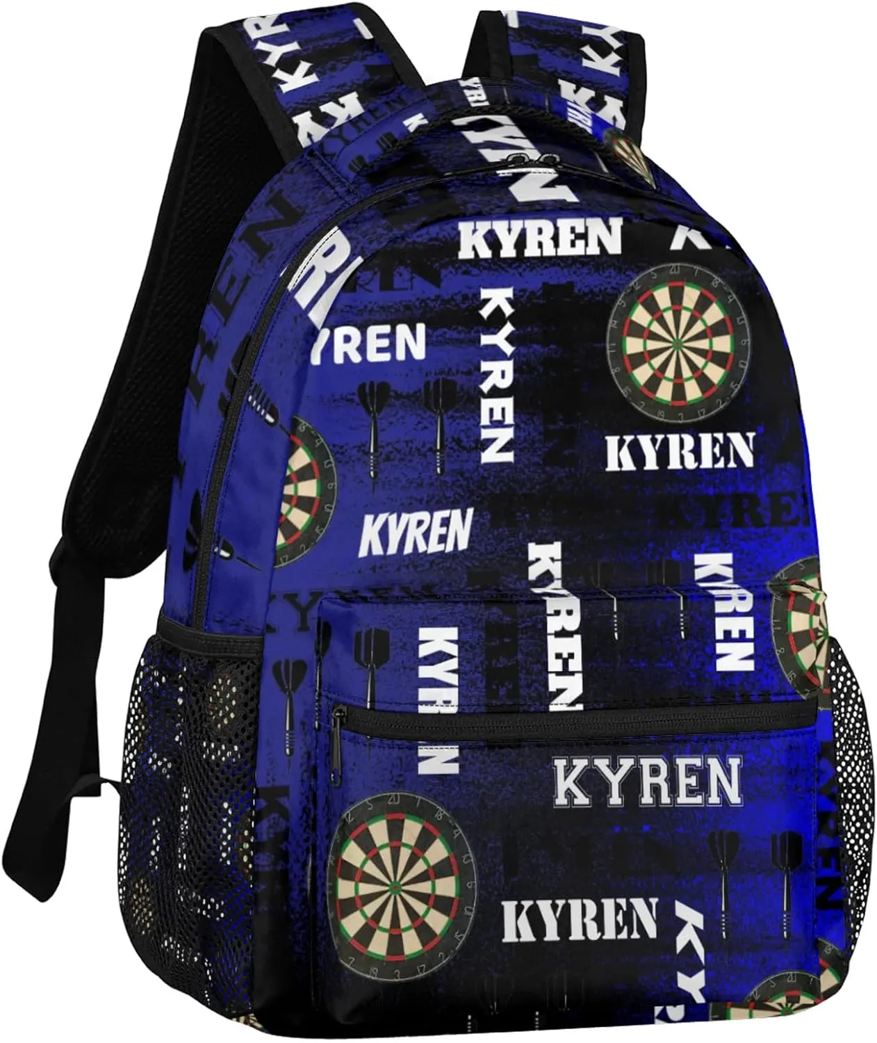 Personalized Darts Backpack, Customized Sports Bag Backpack for Men Women, Custom Name Laptop Backpacks Travel Camping Daypack, Black Navy