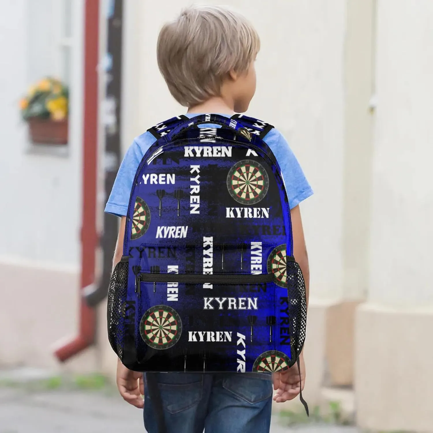 Personalized Darts Backpack, Customized Sports Bag Backpack for Men Women, Custom Name Laptop Backpacks Travel Camping Daypack, Black Navy