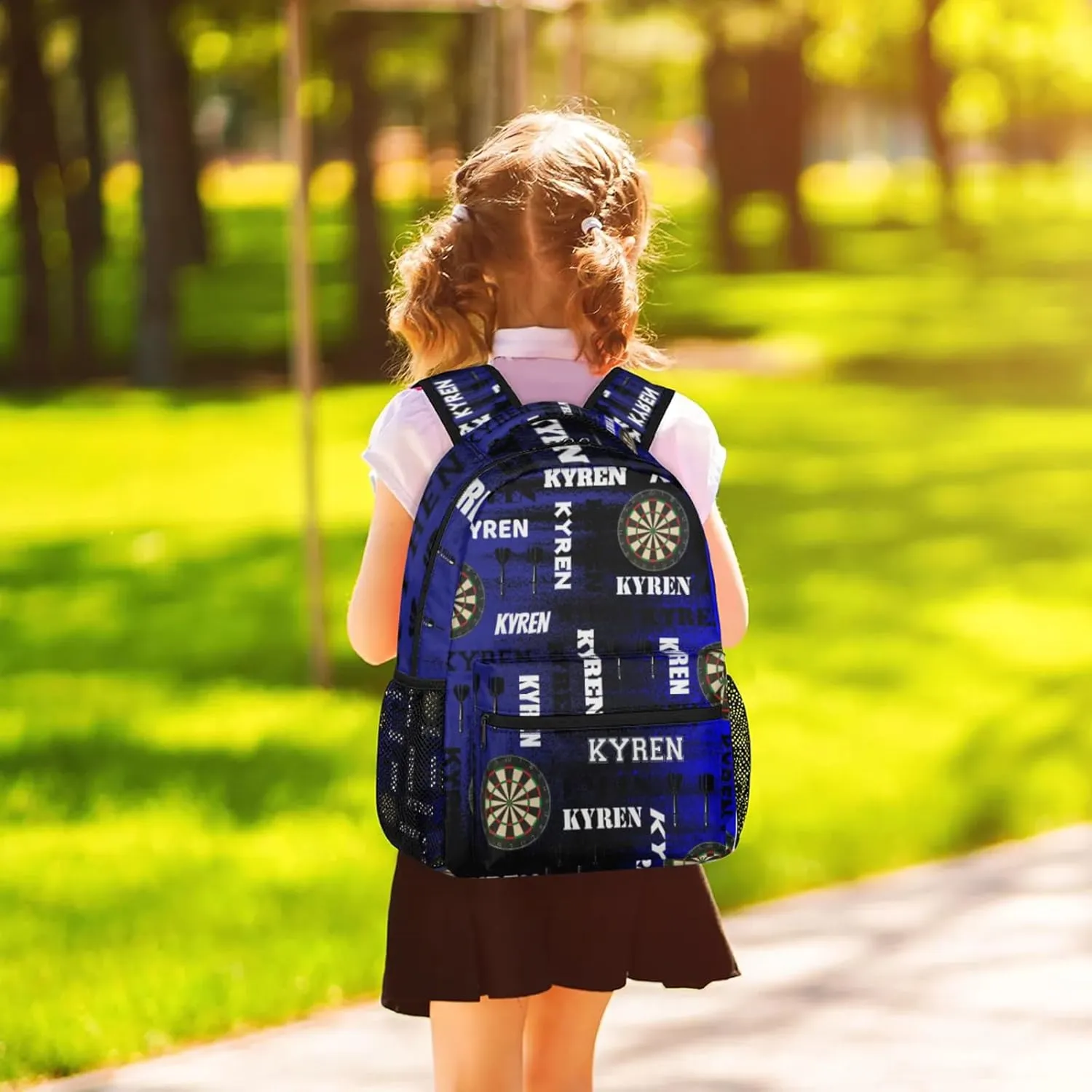 Personalized Darts Backpack, Customized Sports Bag Backpack for Men Women, Custom Name Laptop Backpacks Travel Camping Daypack, Black Navy