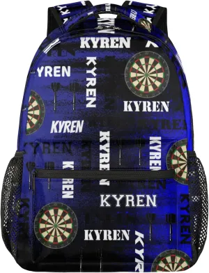 Personalized Darts Backpack, Customized Sports Bag Backpack for Men Women, Custom Name Laptop Backpacks Travel Camping Daypack, Black Navy