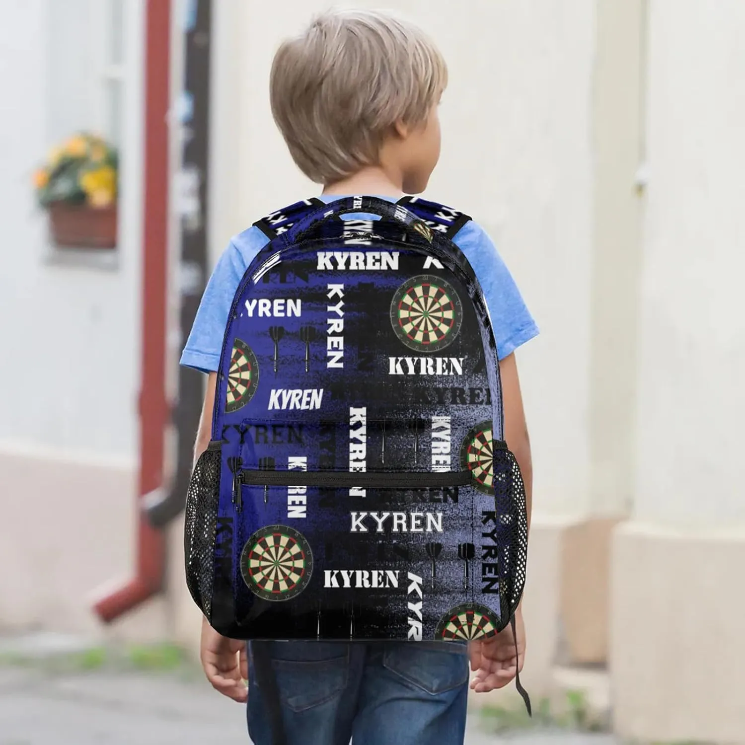 Personalized Darts Backpack, Customized Sports Bag Backpack for Men Women, Custom Name Laptop Backpacks Travel Camping Daypack, Blue Purple