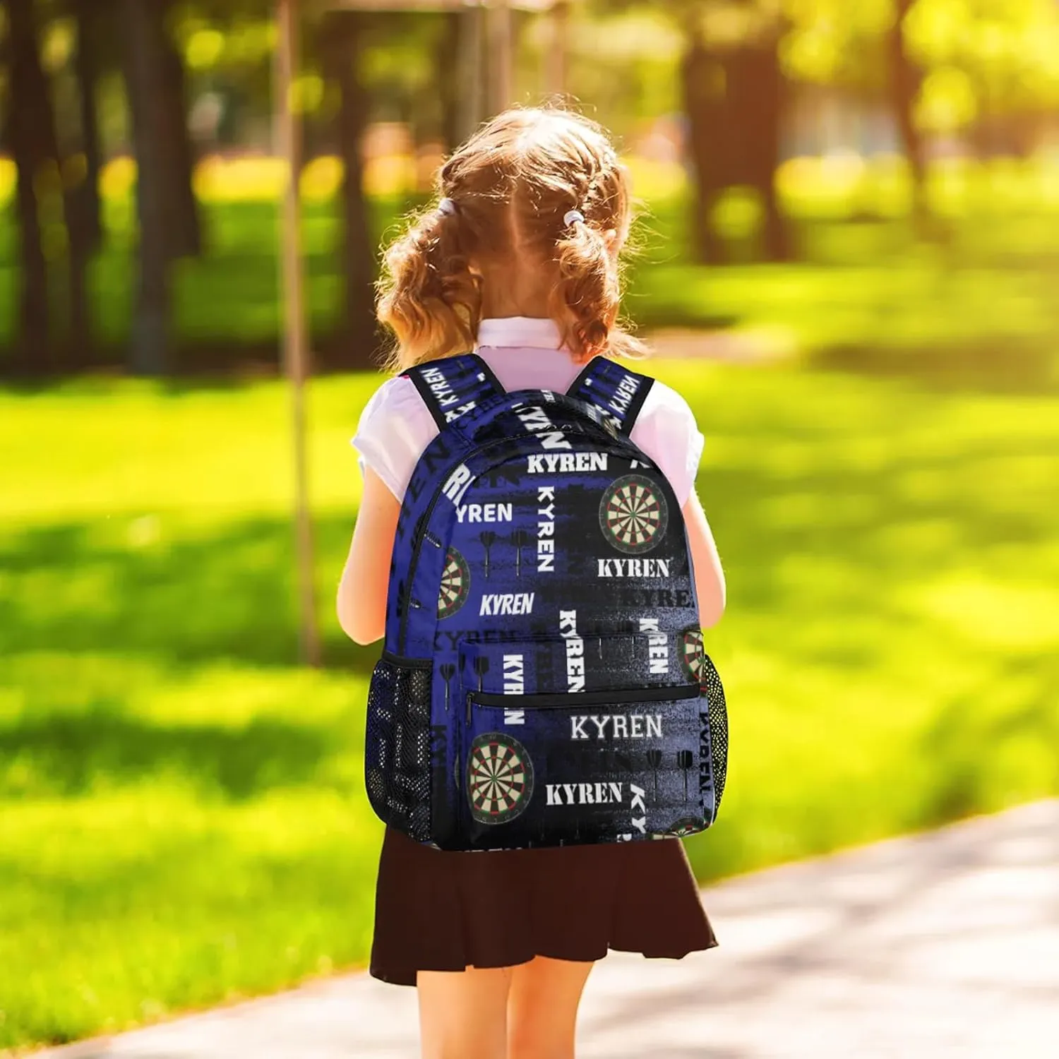 Personalized Darts Backpack, Customized Sports Bag Backpack for Men Women, Custom Name Laptop Backpacks Travel Camping Daypack, Blue Purple