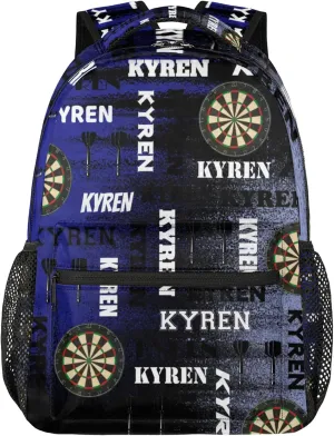 Personalized Darts Backpack, Customized Sports Bag Backpack for Men Women, Custom Name Laptop Backpacks Travel Camping Daypack, Blue Purple