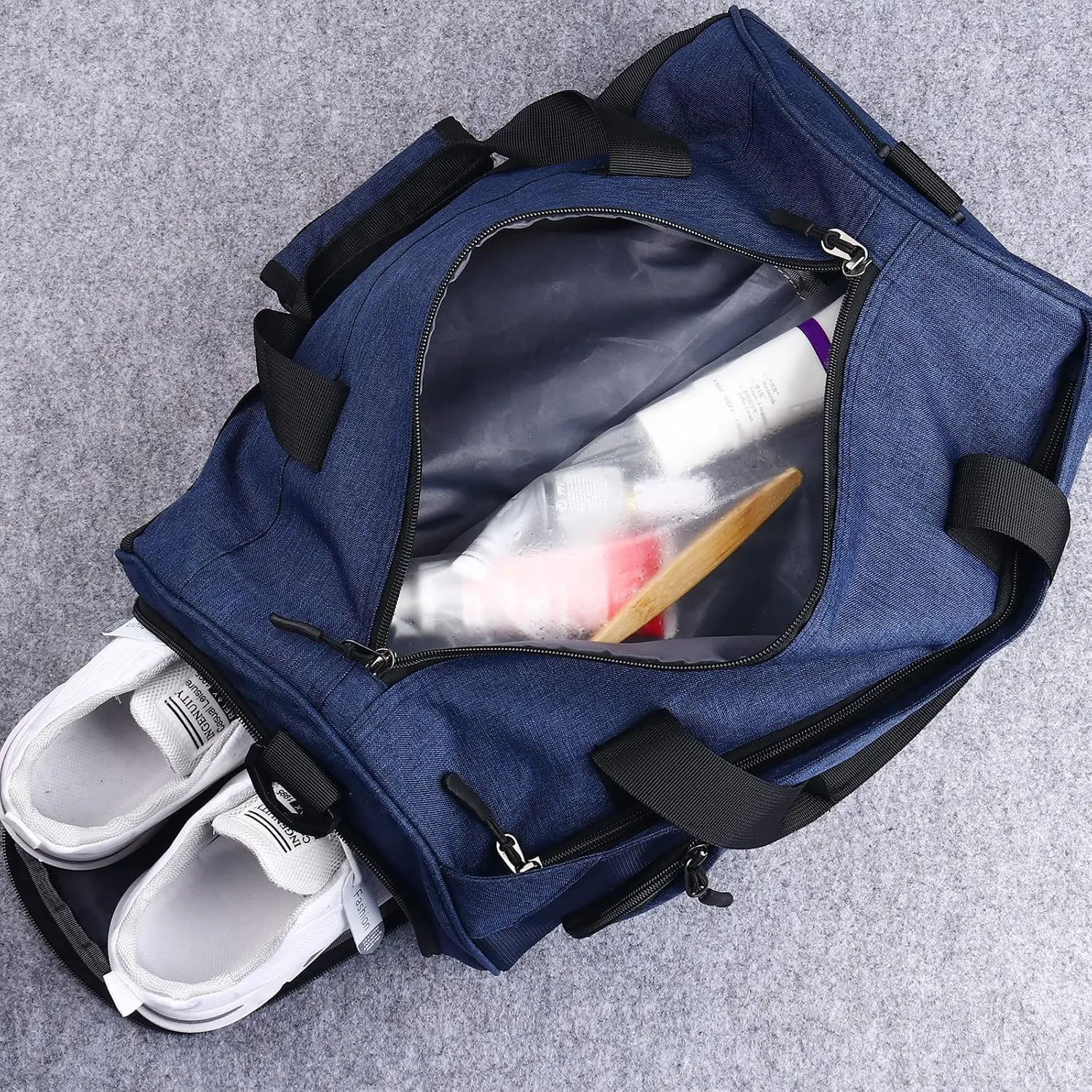 Personalized Duffel Bag, Custom Embroidered Gym Bag, Gym Bag with Shoe Compartment & Wet Dry Pockets, Sports Gym Travel Bag for Women & Men (Blue, S)