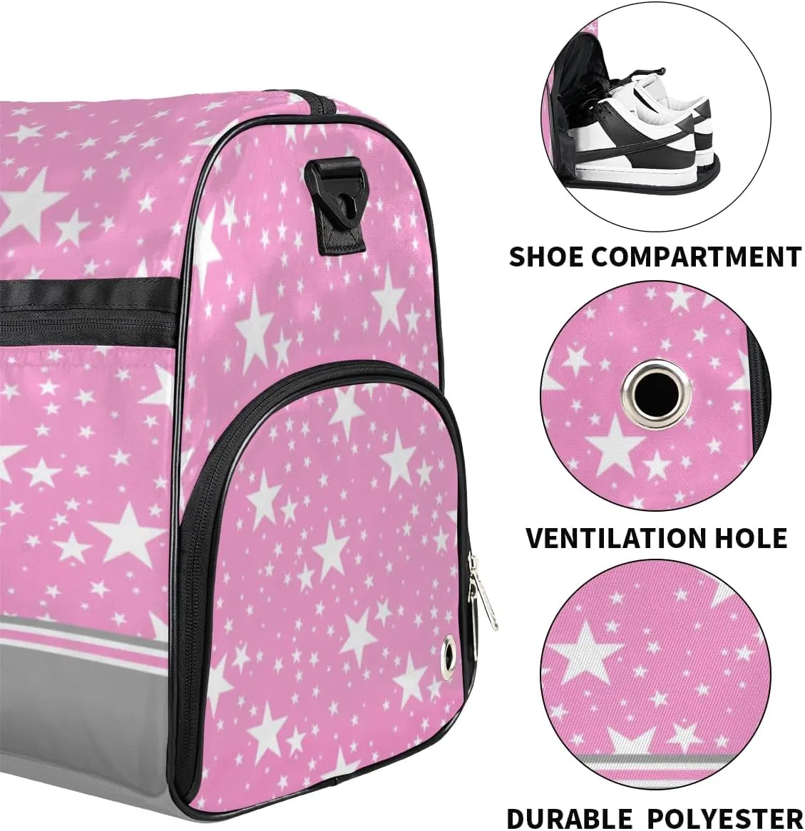 Personalized Gymnastics Bag Dance Bag for Girl Woman, Custom Gym Bag Sport Duffel Bag, Weekender Bags Travel Duffel Bag Gymnastics Stars