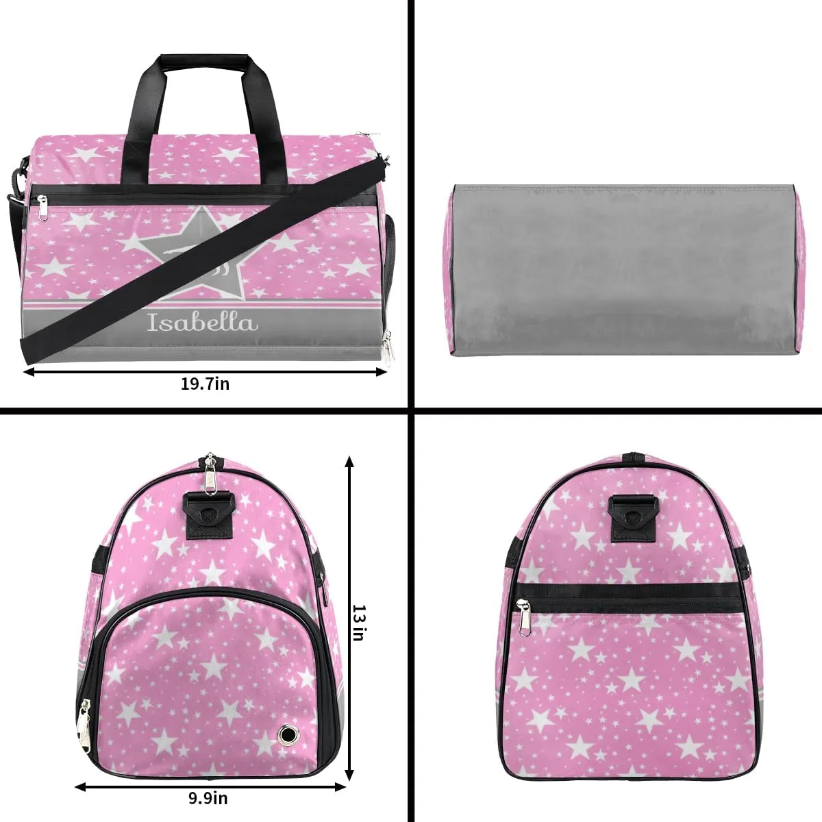 Personalized Gymnastics Bag Dance Bag for Girl Woman, Custom Gym Bag Sport Duffel Bag, Weekender Bags Travel Duffel Bag Gymnastics Stars