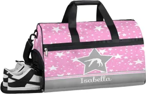 Personalized Gymnastics Bag Dance Bag for Girl Woman, Custom Gym Bag Sport Duffel Bag, Weekender Bags Travel Duffel Bag Gymnastics Stars
