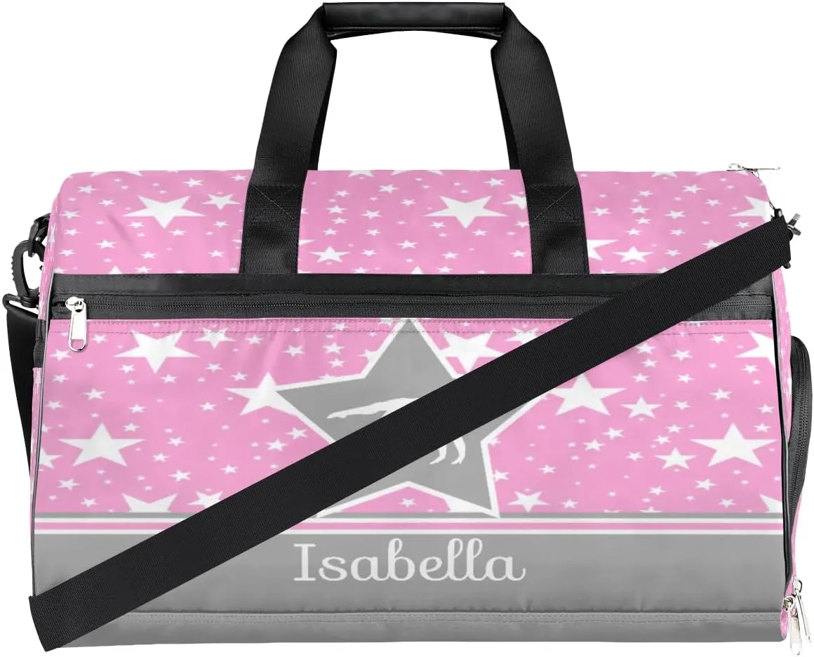 Personalized Gymnastics Bag Dance Bag for Girl Woman, Custom Gym Bag Sport Duffel Bag, Weekender Bags Travel Duffel Bag Gymnastics Stars