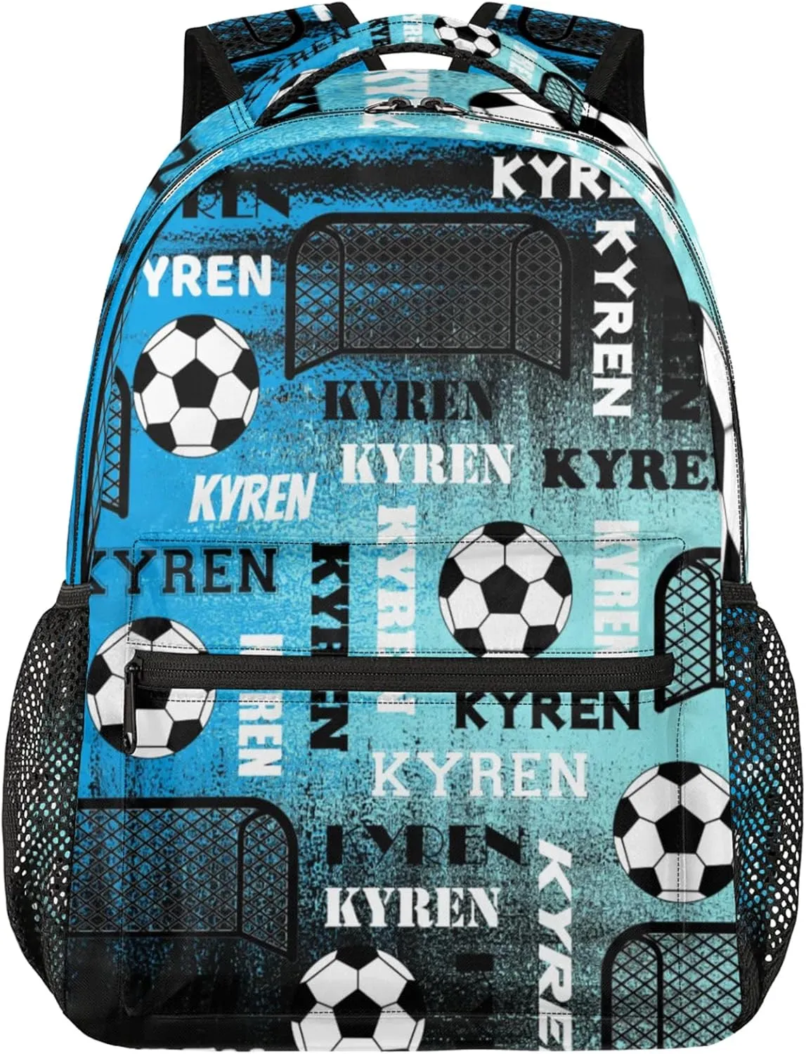 Personalized Name Soccer Backpack for Men Women, Customized Sports Bag Backpack Custom Laptop Backpacks Travel Camping Daypack, Blue