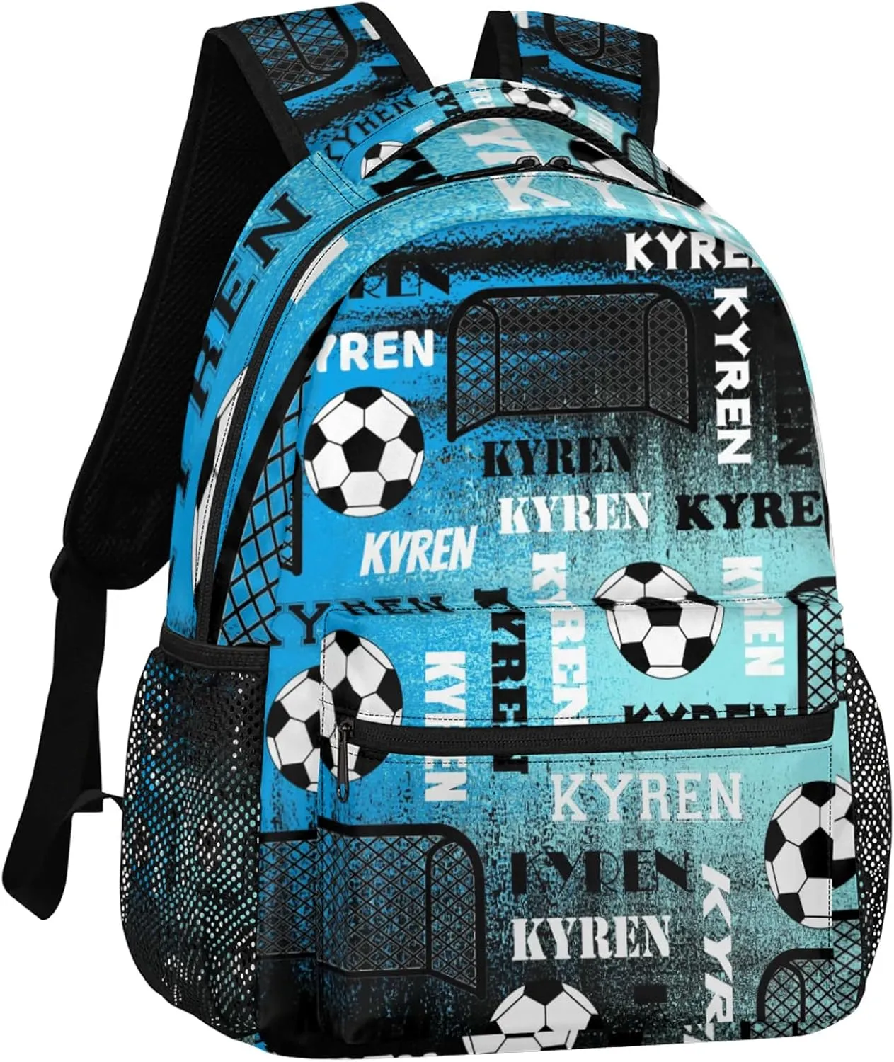 Personalized Name Soccer Backpack for Men Women, Customized Sports Bag Backpack Custom Laptop Backpacks Travel Camping Daypack, Blue