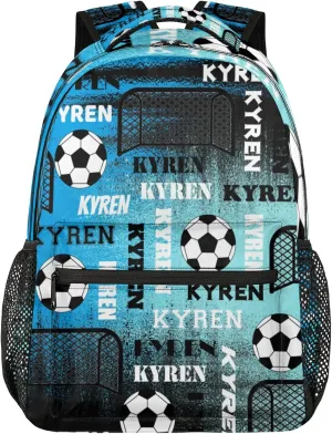 Personalized Name Soccer Backpack for Men Women, Customized Sports Bag Backpack Custom Laptop Backpacks Travel Camping Daypack, Blue