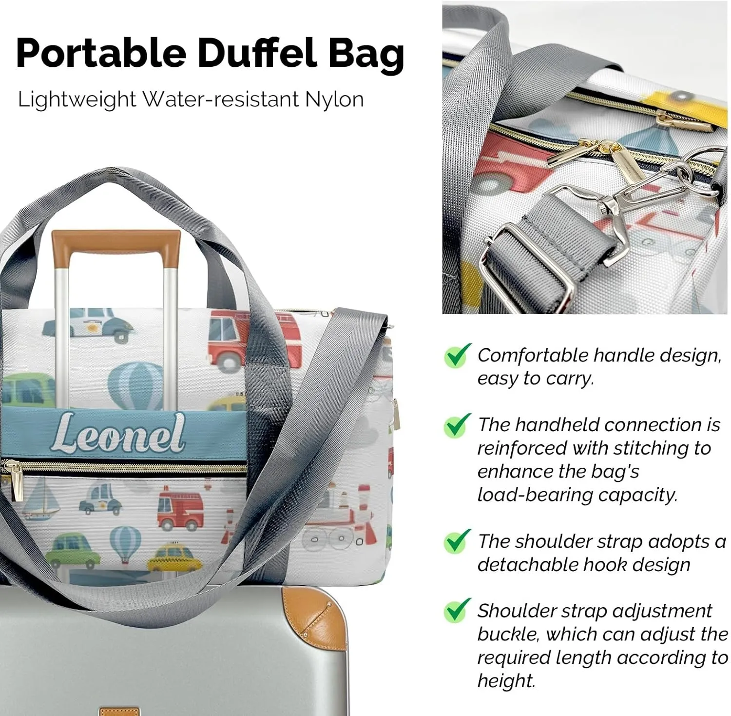 Personalized Ship Car Hot Balloon Duffel Bag,Customized Sport Player Travel Bag for Gifts