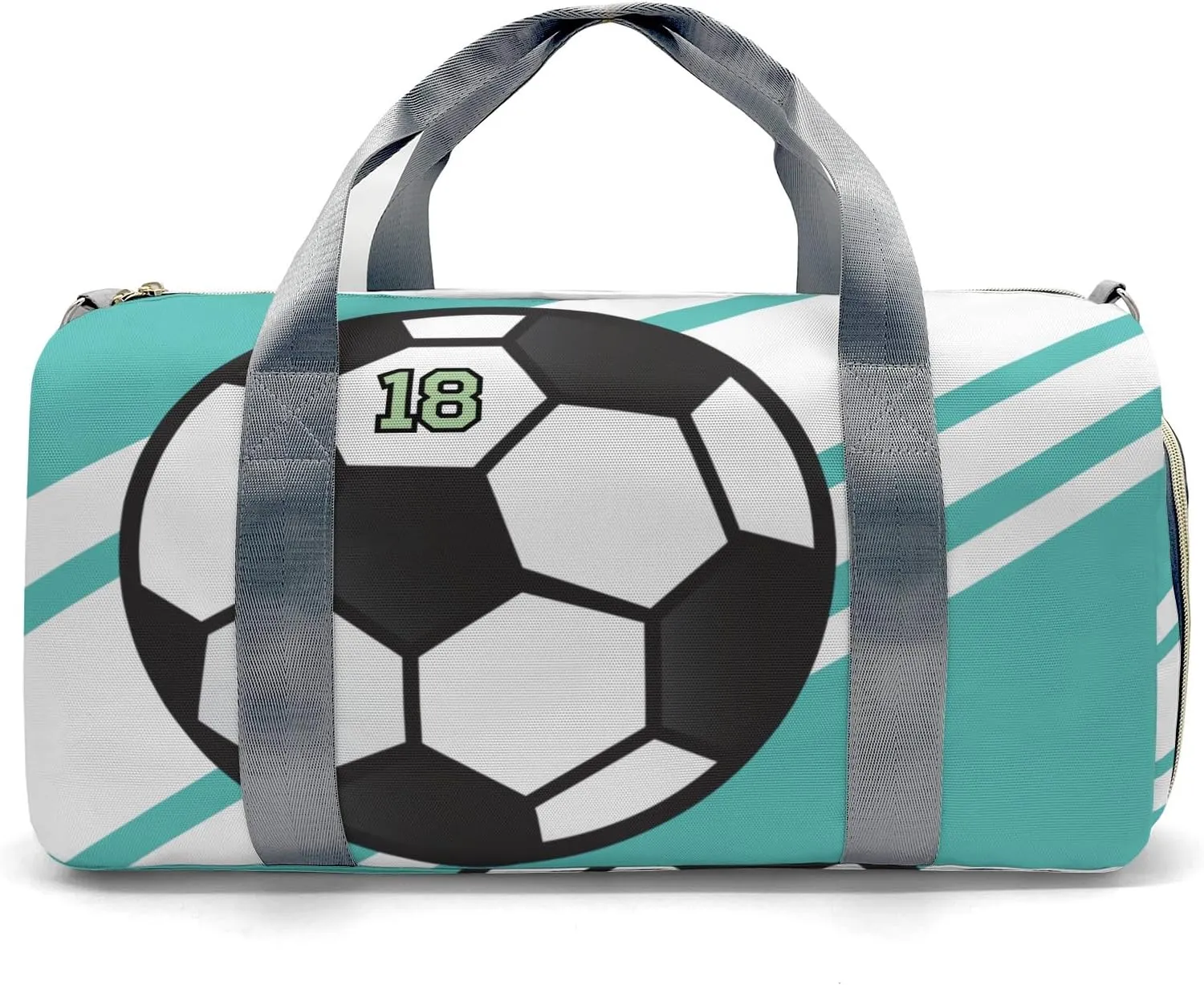 Personalized Sport Soccer Player Number Teal Duffel Bag for Boys,Customized Sport Player Travel Bag for Boys Man Gifts